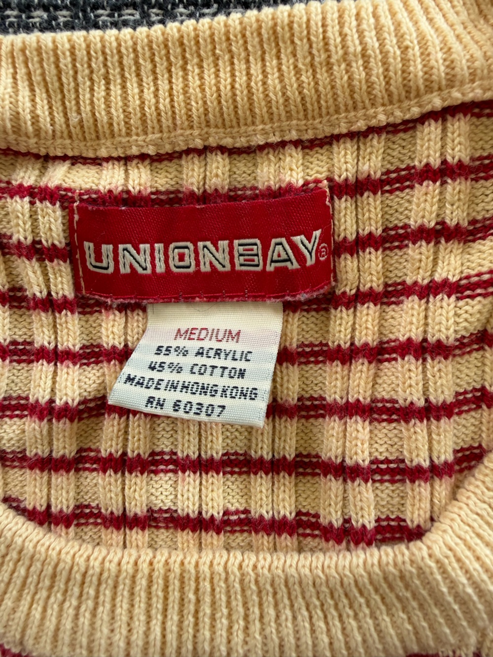 UNIONBAY Cream and Red Striped Ribbed Tank - Picture 2 of 3